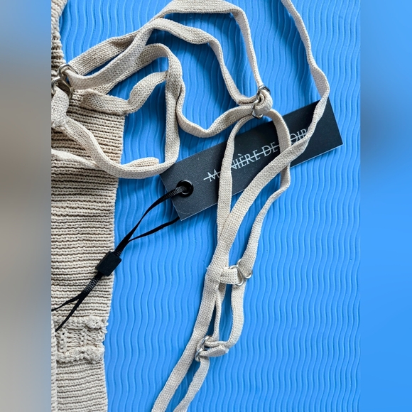 Manier Du Voir Knit MINI DRESS - BEIGE - Picture 8 of 9